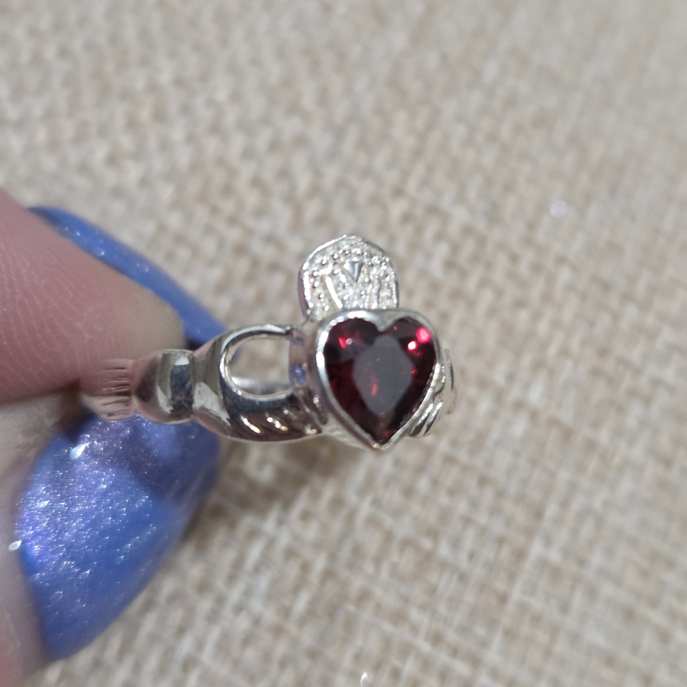 Silver Heart Ring With Ruby Gemstone - image 6